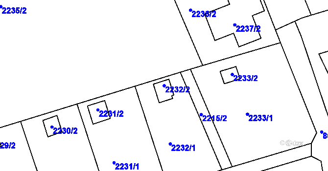 Parcela st. 2232/2 v KÚ Lužice u Hodonína, Katastrální mapa