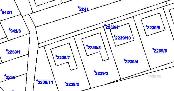 Parcela st. 2239/8 v KÚ Lužice u Hodonína, Katastrální mapa