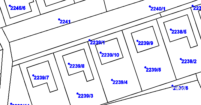 Parcela st. 2239/10 v KÚ Lužice u Hodonína, Katastrální mapa