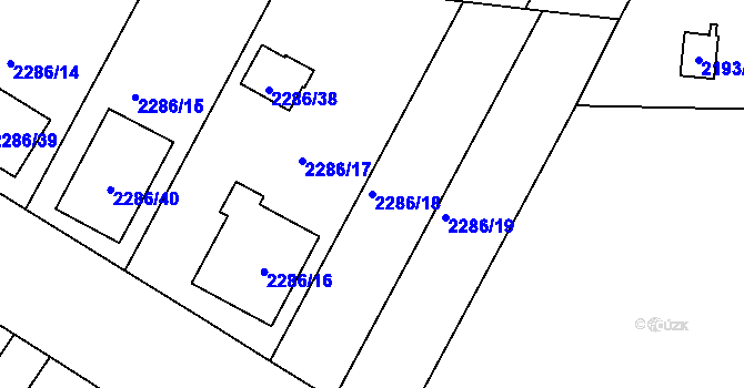 Parcela st. 2286/18 v KÚ Lužice u Hodonína, Katastrální mapa