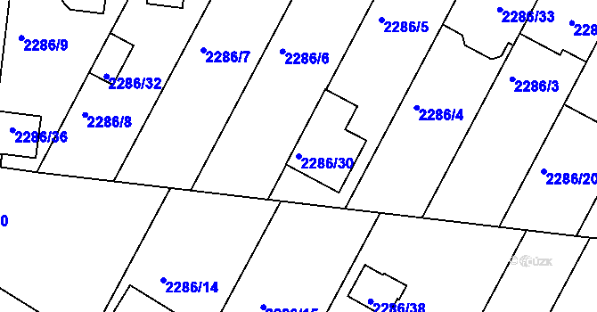 Parcela st. 2286/30 v KÚ Lužice u Hodonína, Katastrální mapa