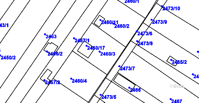 Parcela st. 2460/3 v KÚ Lužice u Hodonína, Katastrální mapa