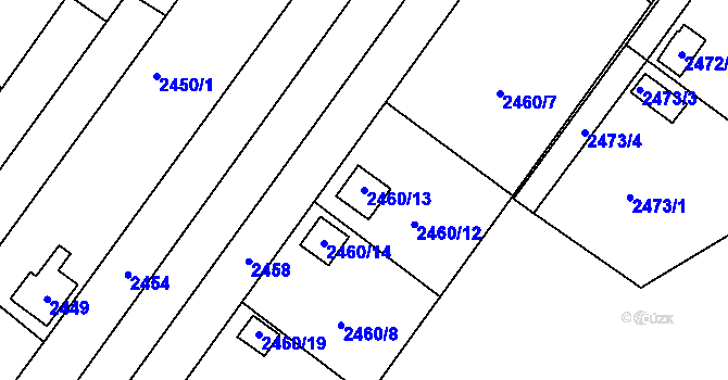 Parcela st. 2460/13 v KÚ Lužice u Hodonína, Katastrální mapa
