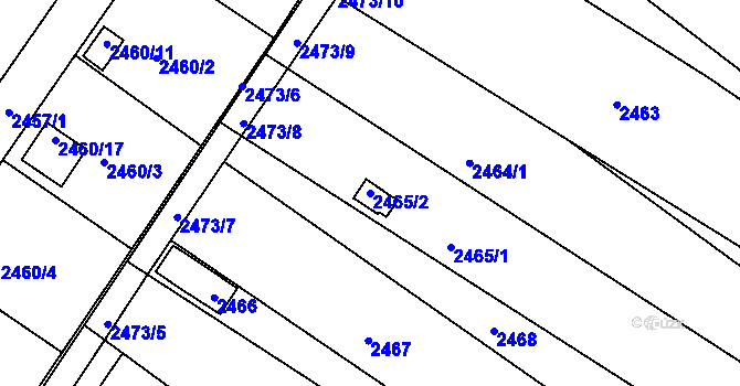 Parcela st. 2465/2 v KÚ Lužice u Hodonína, Katastrální mapa