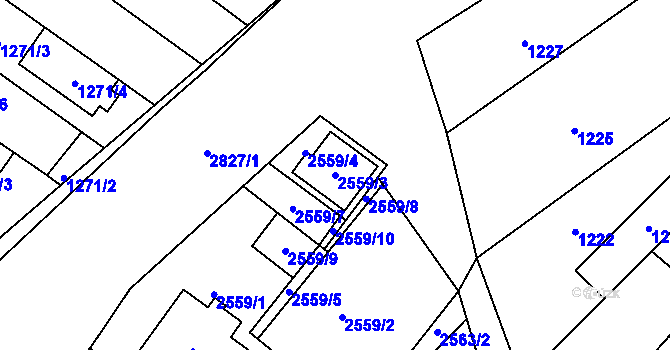 Parcela st. 2559/3 v KÚ Lužice u Hodonína, Katastrální mapa
