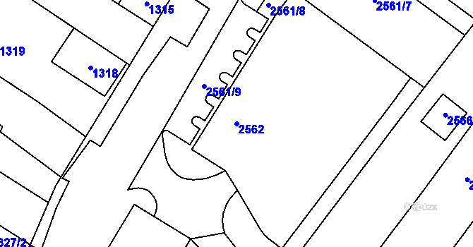 Parcela st. 2562 v KÚ Lužice u Hodonína, Katastrální mapa