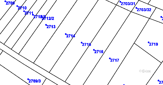 Parcela st. 2715 v KÚ Lužice u Hodonína, Katastrální mapa