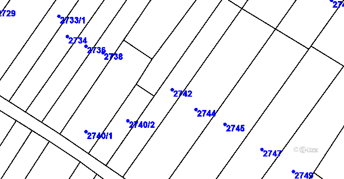 Parcela st. 2742 v KÚ Lužice u Hodonína, Katastrální mapa