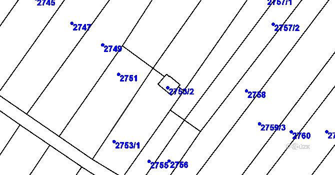 Parcela st. 2753/2 v KÚ Lužice u Hodonína, Katastrální mapa
