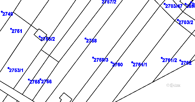 Parcela st. 2759 v KÚ Lužice u Hodonína, Katastrální mapa