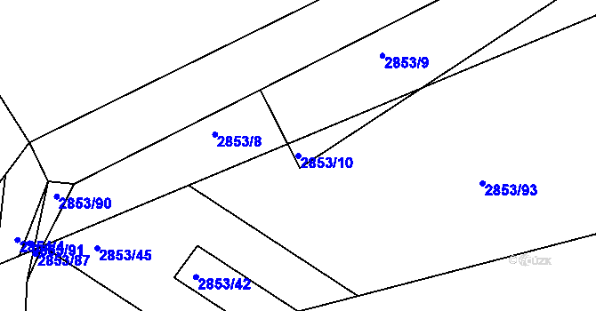 Parcela st. 2853/10 v KÚ Lužice u Hodonína, Katastrální mapa