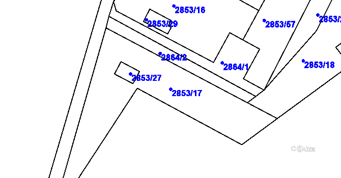 Parcela st. 2853/17 v KÚ Lužice u Hodonína, Katastrální mapa