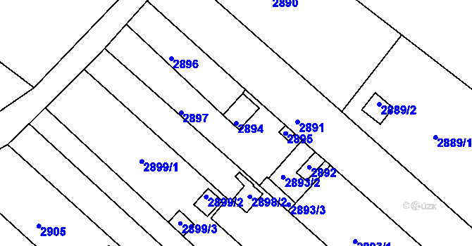 Parcela st. 2894 v KÚ Lužice u Hodonína, Katastrální mapa