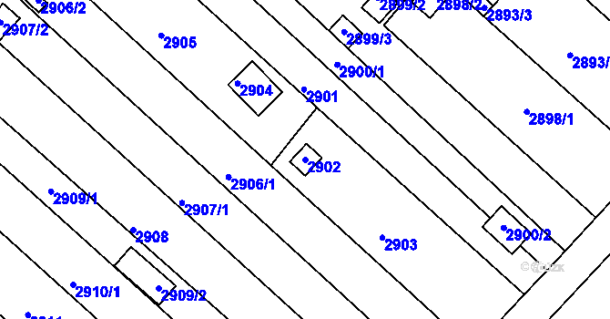 Parcela st. 2902 v KÚ Lužice u Hodonína, Katastrální mapa