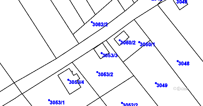 Parcela st. 3053/3 v KÚ Lužice u Hodonína, Katastrální mapa