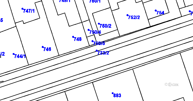 Parcela st. 723/2 v KÚ Lužice u Hodonína, Katastrální mapa