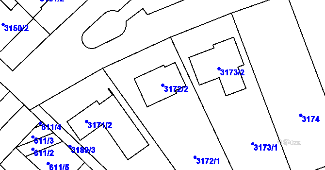 Parcela st. 3172/2 v KÚ Lužice u Hodonína, Katastrální mapa