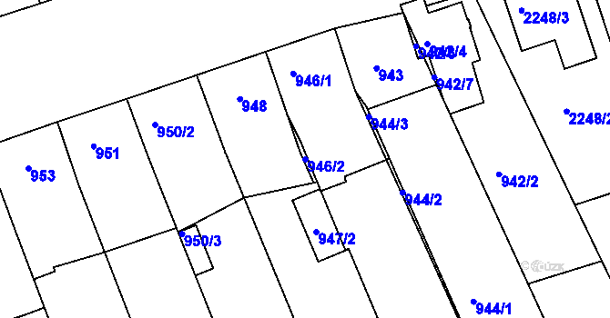 Parcela st. 946/2 v KÚ Lužice u Hodonína, Katastrální mapa