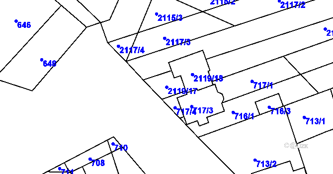 Parcela st. 2119/17 v KÚ Lužice u Hodonína, Katastrální mapa