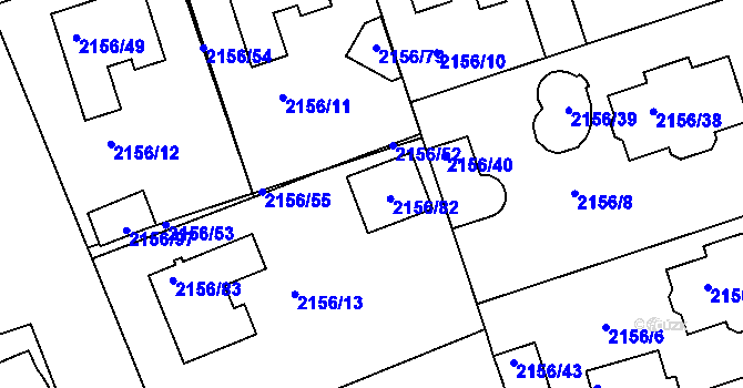 Parcela st. 2156/82 v KÚ Lužice u Hodonína, Katastrální mapa
