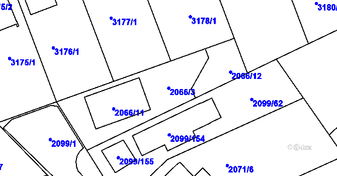 Parcela st. 2066/3 v KÚ Lužice u Hodonína, Katastrální mapa