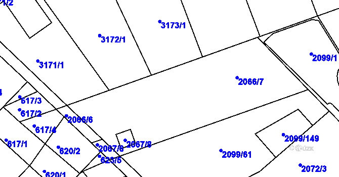 Parcela st. 2066/5 v KÚ Lužice u Hodonína, Katastrální mapa