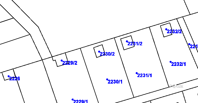 Parcela st. 2230/2 v KÚ Lužice u Hodonína, Katastrální mapa