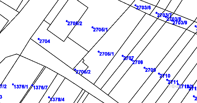 Parcela st. 2706/1 v KÚ Lužice u Hodonína, Katastrální mapa