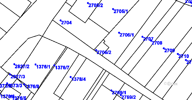 Parcela st. 2706/2 v KÚ Lužice u Hodonína, Katastrální mapa