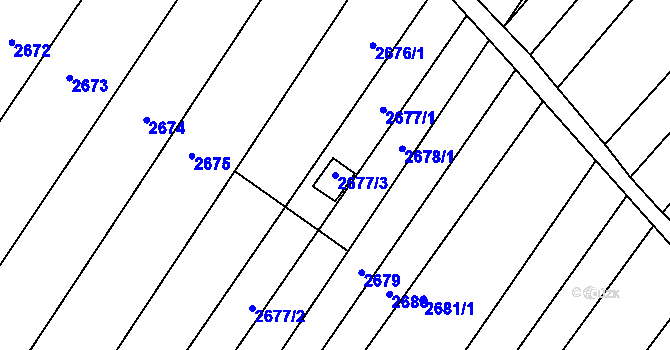 Parcela st. 2677/3 v KÚ Lužice u Hodonína, Katastrální mapa
