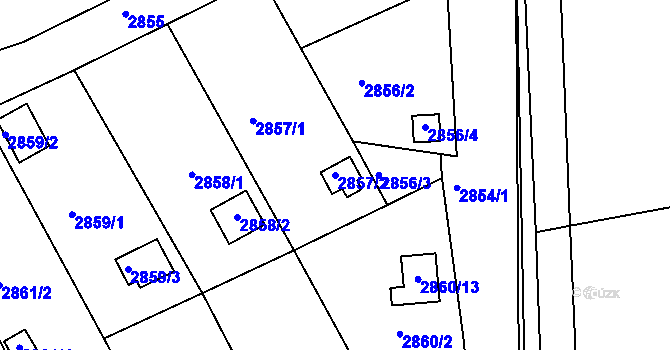 Parcela st. 2857/2 v KÚ Lužice u Hodonína, Katastrální mapa