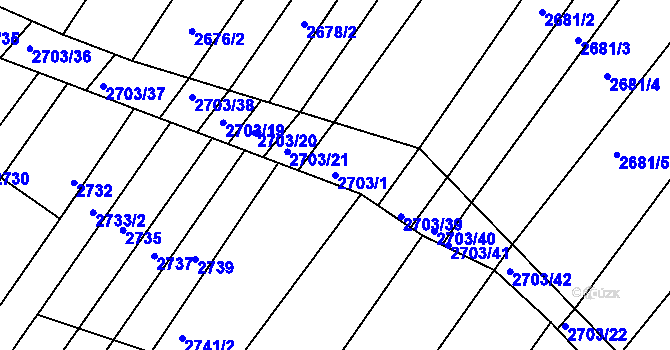 Parcela st. 2703/1 v KÚ Lužice u Hodonína, Katastrální mapa