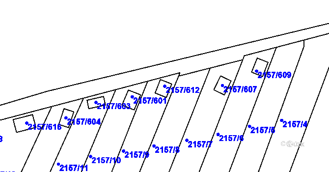 Parcela st. 2157/612 v KÚ Lužice u Hodonína, Katastrální mapa