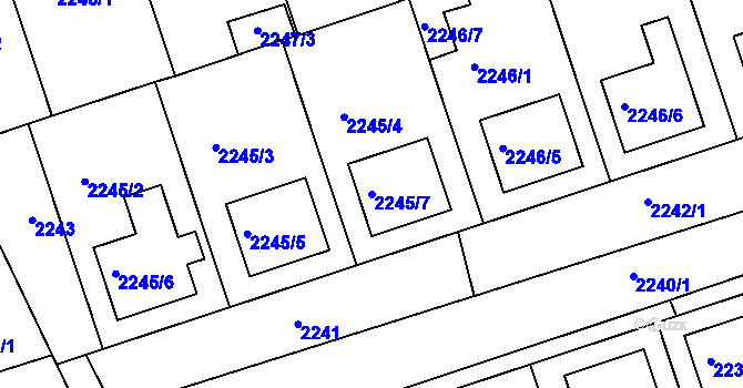Parcela st. 2245/7 v KÚ Lužice u Hodonína, Katastrální mapa