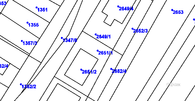 Parcela st. 2651/1 v KÚ Lužice u Hodonína, Katastrální mapa