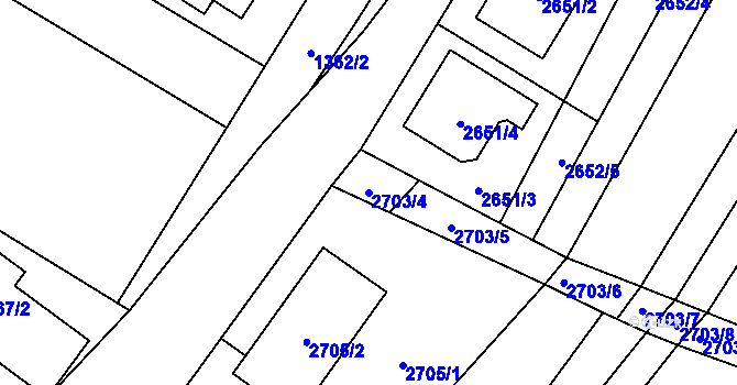 Parcela st. 2703/4 v KÚ Lužice u Hodonína, Katastrální mapa