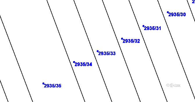 Parcela st. 2935/33 v KÚ Lužice u Hodonína, Katastrální mapa
