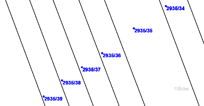 Parcela st. 2935/36 v KÚ Lužice u Hodonína, Katastrální mapa