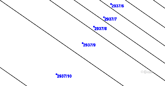 Parcela st. 2937/9 v KÚ Lužice u Hodonína, Katastrální mapa