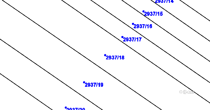 Parcela st. 2937/18 v KÚ Lužice u Hodonína, Katastrální mapa