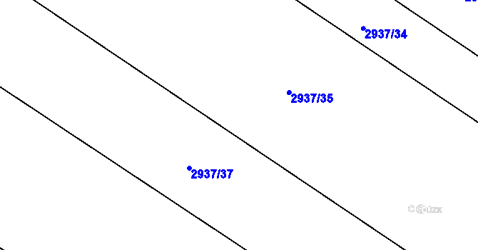 Parcela st. 2937/36 v KÚ Lužice u Hodonína, Katastrální mapa