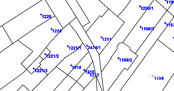 Parcela st. 2474/1 v KÚ Lužice u Hodonína, Katastrální mapa