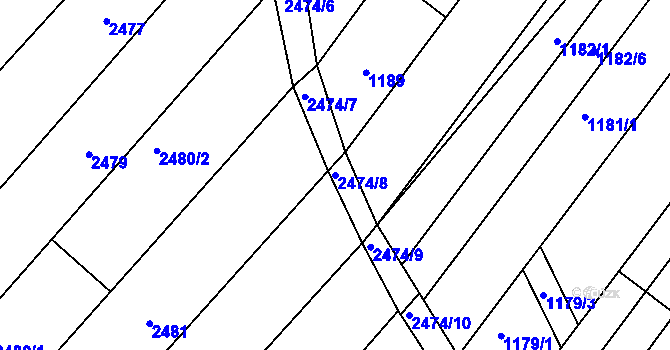 Parcela st. 2474/8 v KÚ Lužice u Hodonína, Katastrální mapa