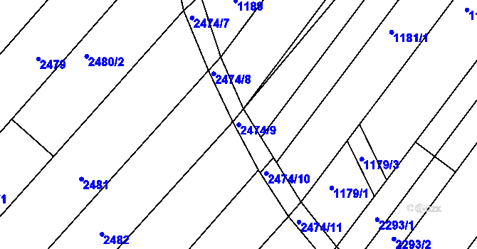 Parcela st. 2474/9 v KÚ Lužice u Hodonína, Katastrální mapa
