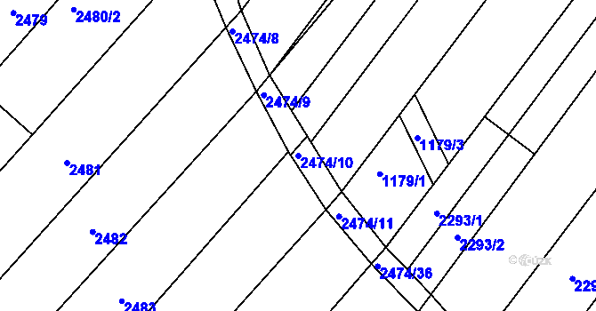 Parcela st. 2474/10 v KÚ Lužice u Hodonína, Katastrální mapa