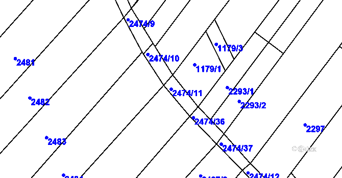 Parcela st. 2474/11 v KÚ Lužice u Hodonína, Katastrální mapa