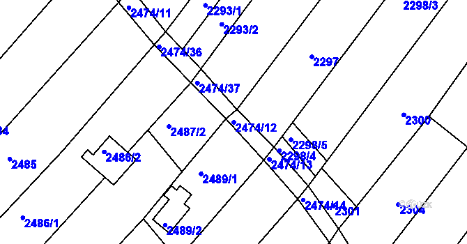 Parcela st. 2474/12 v KÚ Lužice u Hodonína, Katastrální mapa