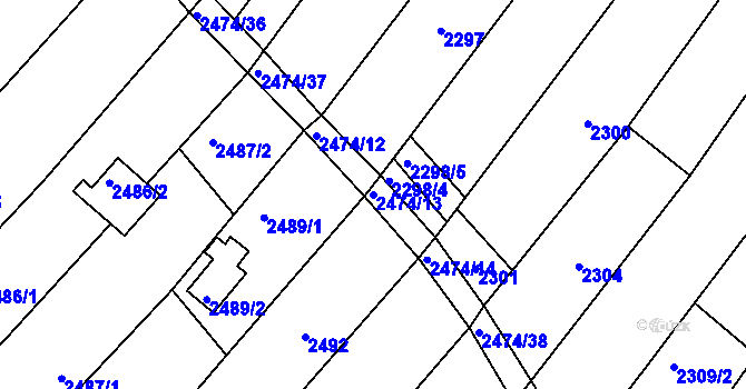 Parcela st. 2474/13 v KÚ Lužice u Hodonína, Katastrální mapa