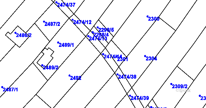 Parcela st. 2474/14 v KÚ Lužice u Hodonína, Katastrální mapa
