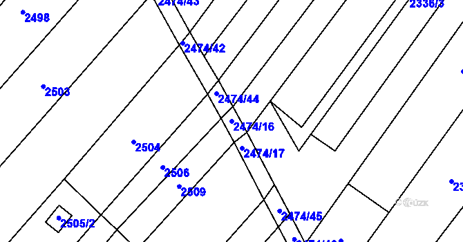 Parcela st. 2474/16 v KÚ Lužice u Hodonína, Katastrální mapa